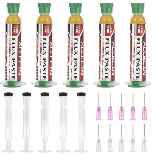 ALLECIN 5 Stück Flussmittel Lötpaste 10mL No Clean Lötflussmittelpaste Bleifrei Soldering Flux Paste 10CC Lötflussmittel Keine Reinigung Kolophonium Flussmittelpaste AEC-223-SFP