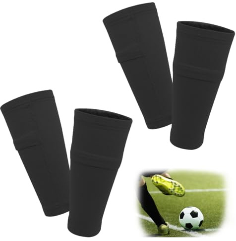 FIBOGOUP 2 Paires Manchons pour Protege Tibia Foot Enfants Adultes,Protège-Tibia Chaussettes de Football, Protège-Jambes Fixe,Chaussette Couper Foot,élastique Respirant M