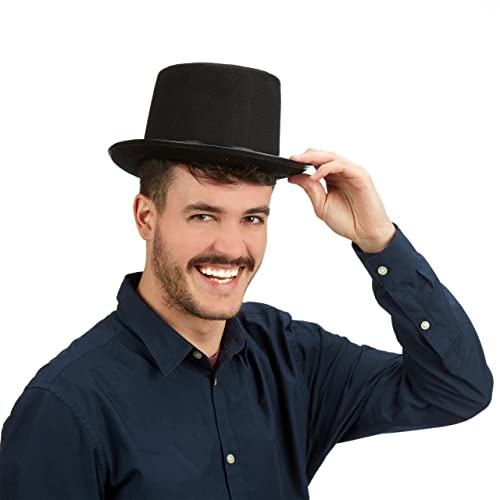 Relaxdays Zylinderhut 2er Set, Fasching, Karneval, Zauberer, Einheitsgröße, max. Kopfumfang 59 cm, Gentleman, schwarz