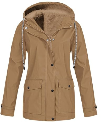 Jacket Coats for Women Solid Rain Jacket Outdoor Jackets Waterproof Hooded Raincoat Windproof Overcoats Cardigans Fall Clothes Outfits Lightweight Loose Coat Fashion Parka Outerwear UK Plus Size 8-18