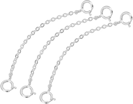 QUARKZMAN 3 st kedjor förlängningar 925 sterlingsilver 50 mm förlängningskedjor med lås för tillverkning pyssel handgjorda silver