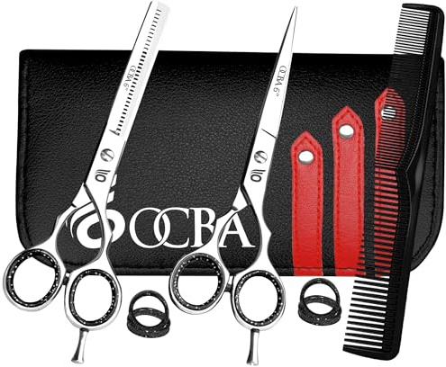 OCBA Forbici Parrucchiere Professionali 6 Pollici Forbici Capelli Acciaio Inossidabile per Taglio di capelli adatto di Uomini e Donne (6,5 pollici argento set)