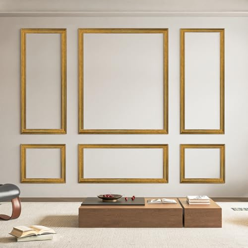Art3d Lot de 6 moulures murales prédécoupées - Panneaux de revêtement en bois prêts à être assemblés - Pour décoration murale intérieure, salon, chambre à coucher, mur décoratif - Avec