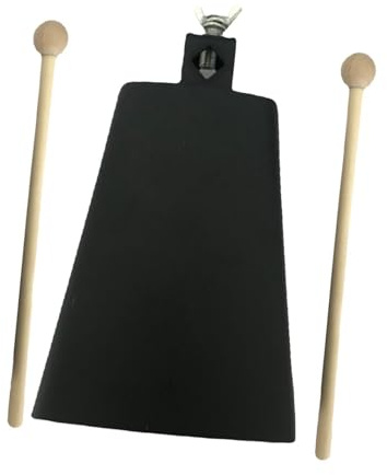 perfeclan Cencerro de hierro con 2 palos de percusión manual música de cencerro de cencerro, 6inch