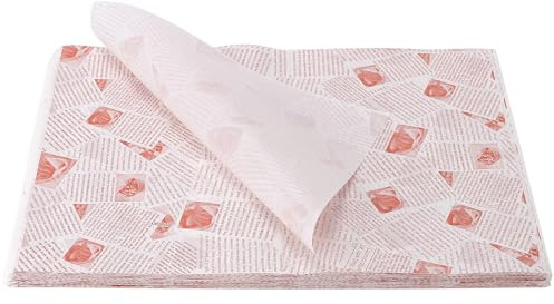 CHEUKYIU 300 stycken bakpapper för mat, 28 x 38 cm vitt omslagspapper, engelskt tryck, brödpapper för smörgåsar och ost