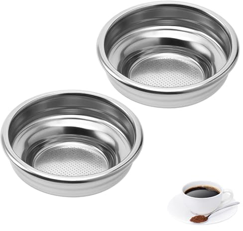 58mm Portafilter Basket, 2 Pack Stainless Steel Coffee Filter for Espresso Machines, Compatible with 58mm Bottomless Portafilter and Gaggia Coffee Machine, 6.8cm x 2.2cm