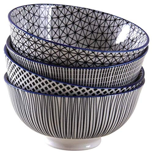 AUBRY GASPARD - Bol Porcelaine Motifs Géométriques - 280 ML - Ø 12 cm x H 5 cm - Léger et Élégant - Idéal Petit Déjeuner ou Service Table - Résistant et Facile à Nettoyer