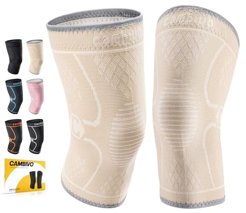 CAMBIVO 2Pcs Rodilleras Gym de Compresion, Rodilleras Menisco y Ligamento, Rodillera Transpirable y Antideslizante para Gym, Voleibol, Baloncesto, Correr, Bicicleta, Unisex
