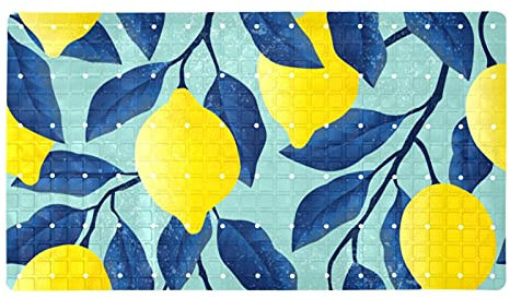 Z&Q Badewanne Duschmatte Gelbe Zitrone rutschfeste Badewannenmatte Badezimmer-Badematte mit starken Saugnäpfen Abflusslöchern, Saugnäpfen, leicht zu reinigen 40x71 cm