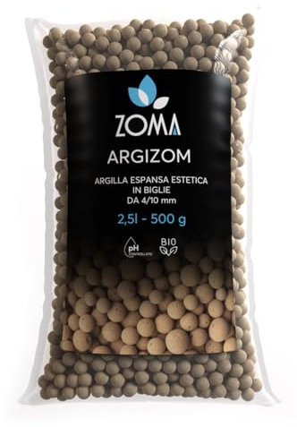 ZOMA - Argile expansée pour plantes en pot - PH contrôlé - Petite argile sphérique pour drainage, hydroponique et décoration - Sans coloration chimique (500G), marron