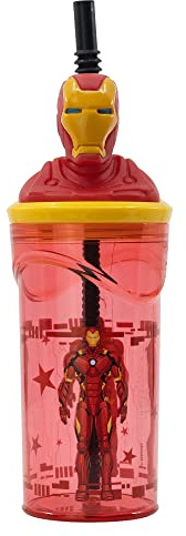 Återanvändbar barnkopp BPA-fri plast 430 ml med 3D-figurin på locket | IRON MAN AVENGERS