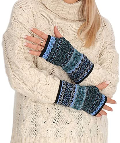 Kunst und Magie Damen Armstulpen Stulpen Handwärmer Handschuhe Pulswärmer extrafeiner Jacquardstoff