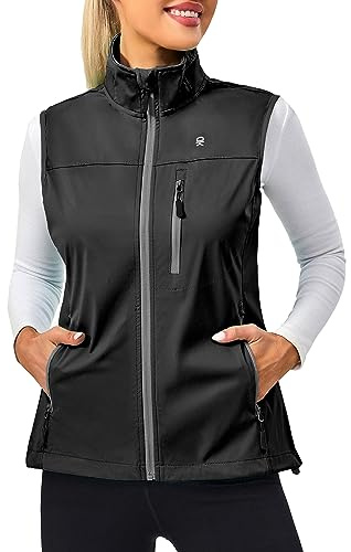 Little Donkey Andy Lightweight Cycling Vest Windproof Sleeveless Jacket for Women Water-Repellent Stretch Vest for Running Tennis（Pure Black M）