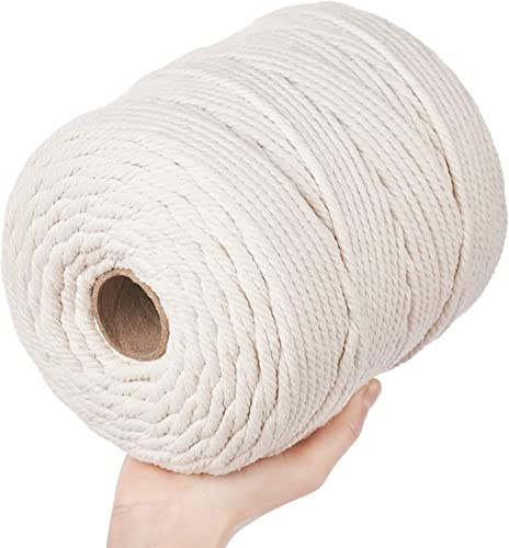 Filato macramè, 4 mm x 300 m, filo di cotone naturale, 100% cotone, per fai da te come macramè, arazzo da parete