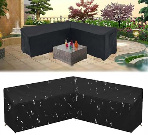 Skydd för trädgårdsmöbler L-form - Hörnsoffa Skyddshölje Lounge - Vattentät UV-beständig - 200 x 270 x 82 cm