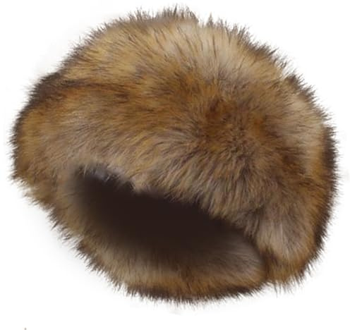 Cossack Ruso Sombrero de Piel Con Pistola, Gorra Cálida de Invierno, Diadema Elástica Esponjosa Marrón Para Esquí, Lavable