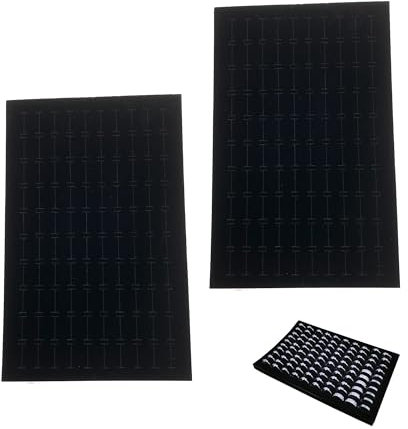 TINGWEN 2 Pezzi Vassoio per Display Ad Anello in Velluto Inserto In Gommapiuma Per Gioielli Inserti Per Gioielli In Schiuma Nera Ognuno ha 100 slot per carte Per conservare i gioielli 28*18cm (nero)