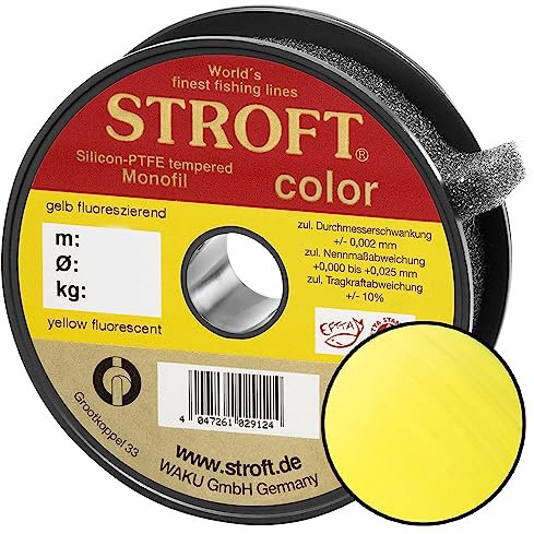 Stroft Color Monofile Angelschnur Gelb Fluo 0,25mm 5,7kg 1000m