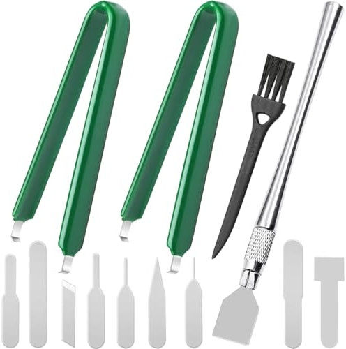 Youmile 2 piezas Extractor IC Extractor de teclados Extractor de interruptores antiestáticos Herramienta de extracción de PLCC PCB con cepillo Kit de herramientas de reparación de CPU