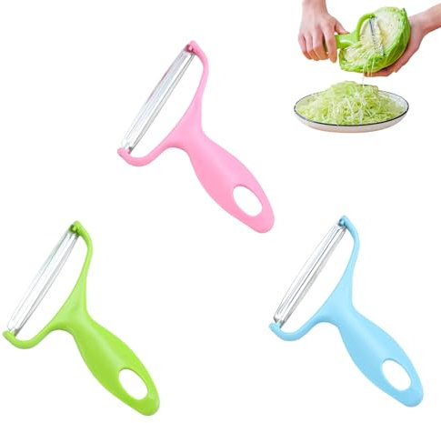 FHBHJNATC 3 Stück Gemüseschäler Verschiedenen Farben, Spargelschäler Großer, Kartoffelschäler Edelstahl, Schäler für alle Arten von Gemüse wie Kohl, Grünkohl, Kartoffeln, Karotten usw