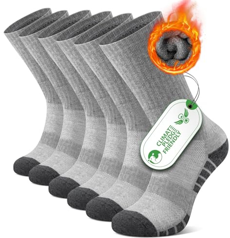 FALARY Calze Uomo Donna Trekking in Lana Merino, Anti-Vescica, Calzini Sportivi Escursionismo 3 Paia Grigio 39-42