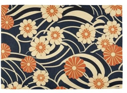 Manteles individuales de plástico con patrón de flores japonesas Wabi-sabi para mesa de comedor, manteles individuales reutilizables de pizarra, manteles individuales lavables debajo de los platos, 6