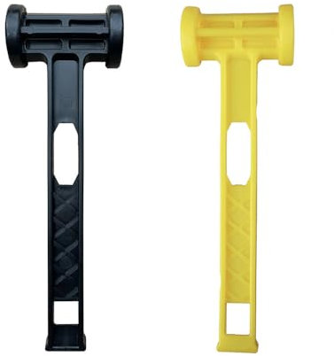 2PCS Camping Mallet Hammer, Plastic Camping Mallet, Puller Removing Tool, Mallet Tent Peg Remover, Portable Mallet Ground Nails Hammer, Hammer Accessories for Camping Hiking Fishing (Black/Yellow)