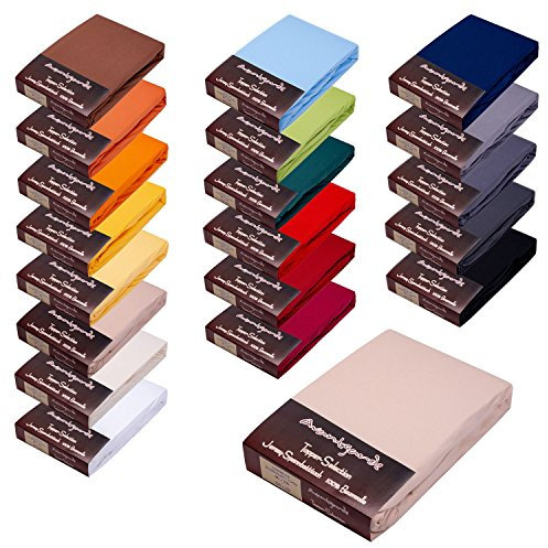 AVANTGARDE Premium Topper - Spannbetttuch - 140x200-160x220 cm - extra niedriger Steg - für Boxspringbett - Topperauflage - Spannbettlaken Jersey Baumwolle (07 Beige, Topper 140x200-160x220cm)