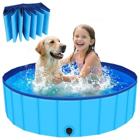 Piscina per animali domestici per cani e gatti, piscina pieghevole in PVC con pareti rinforzate Oxford e fondo antiscivolo per uso interno/esterno, facile drenaggio