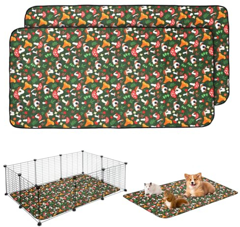 LOMUG 2-pack återanvändbara PIPI kuddar för marsvin, 142 x 70 cm, tvättbara och superabsorberande underlägg burmatta, små djurmattor för kanin, hamstrar, brun