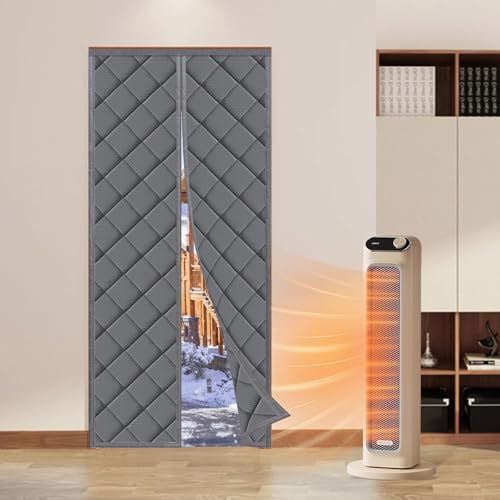 Rideau de porte magnétique avec protection thermique pour porte, rideau de porte magnétique isolé thermiquement, chaud, coupe-vent, protection contre le froid, rideau thermique d'hiver, pour chambre à