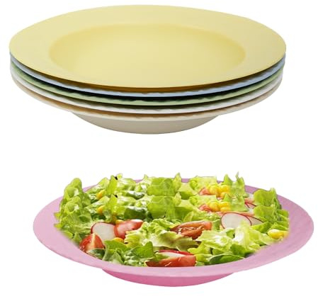 duisoad 6 Piezas Platos Hondos 19,8 cm Platos para Pasta Platos de Pasta para Pasta, Ensaladas, Sopas, Apto para Lavavajillas y Reutilizable