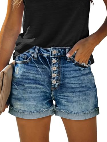 CHICZONE Womens Shorts Hot Denim Shorts for Women Casual Summer Mid Waisted Shorts Jean with Pockets
