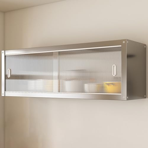 NEPHRA Meuble Haut Salle de Bain Coulissant, Armoire Murale Gain de Place Fixation INOX, Meuble Cuisine résistant 25kg, Meuble Suspendu Salon Cuisine(70 x 30 x 40 cm)