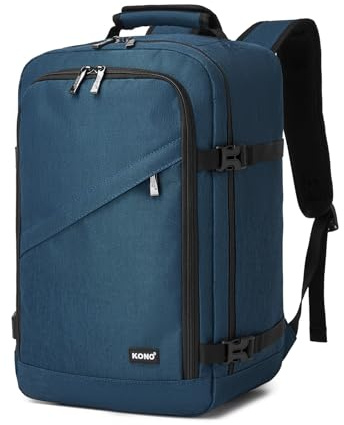 KONO Zaino Ryanair 40x20x25, Zaino da Viaggio e Bagaglio a Mano per Aereo, Zaino Porta PC con Apertura a 180° per Wizz Air e EasyJet (40 x 20 x 25 cm, Marina Militare)