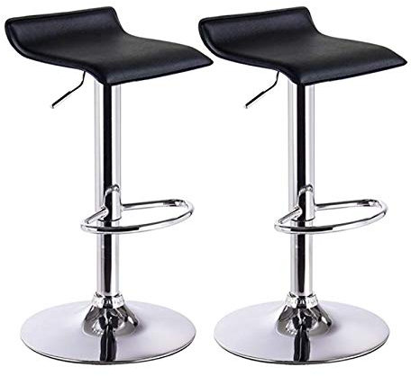 Mueblix / Taburetes Altos de Cocina 2 Unidades/Taburete Cocina Alto/Silla Giratoria y Regulable en Altura/Color Negro y Cromado/Medidas 45x 45x H65-87 cm/Modelo Andes