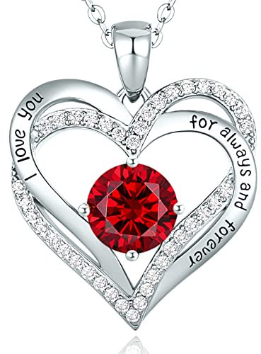 CDE Kette Damen 925 Sterling Silber Rosegold Geschenk für Sie Valentinstag Forever Love Herz Geburtsstein Anhänger Halskette für Frauen Schmuck Geburtstags Freundin Weihnachten Muttertags