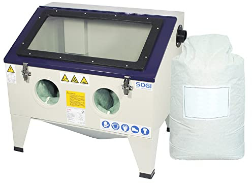 SOGI S-72 Sabbiatrice da banco professionale con accessori + corindone (25 kg di corindone grana 36 allumina)