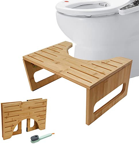 Tabouret de Toilette en Bois, Pliante Bambou Toilettes Tabouret, Marche Pied WC pour Adulte Anti Constipation, Repose Pieds Physiologique Pliable et Design, Bain Tabouret pour Adultes et Enfants
