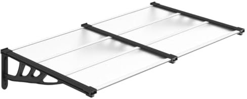 vidaXL Türvordach Überdachung Haustür Pultvordach Türdach Haustürvordach Haustürdach Vordach Regenschutz Schwarz Transparent 152,5x90cm Polycarbonat
