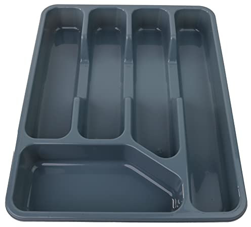 DIVCHI Cutlery Drawer Organiser 5 Compartment Utensil Tray for Kitchen, Silverware and Flatware Holder, Compact Plastic Storage for Spoons Forks Knives