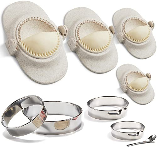 MUMSUNG Empanada Maker Press, 6-Inch Extra Large Dumpling Maker Set with Dough Cutter, Dumpling Mold Set for Pierogi, Pastelitos, Calzone, Turnovers, Chinese Dumpling, 4Sizes (6/4/3/2.6)