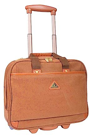 House Of Leather Travel Bag Organiser Pilot Case with Wheels Faux Suede Briefcase Style Cadiz Camel Red (Camel)