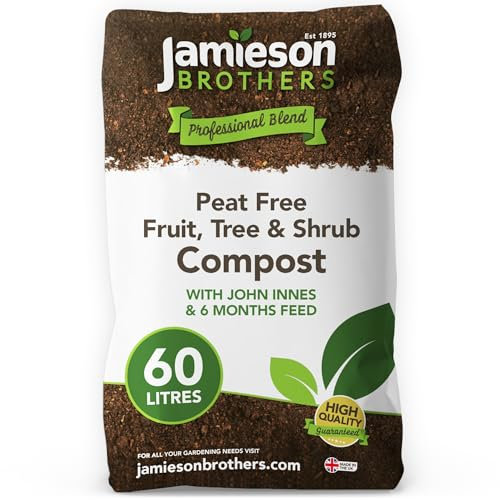 Jamieson Brothers Peat Free Fruit Tree and Shrub Compost with added John Innes 60L Professional Blend - Specially formulated mix which comes with 6 months feeding as standard