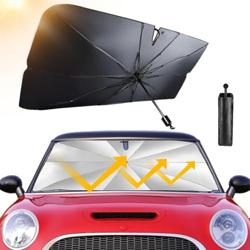 Car Windscreen Cover, Car Windshield Sun Shade Umbrella, 360° Rotation Foldable Front Windscreen Sun Shade Protector for Cars Trucks SUVs(140 x 78 cm)