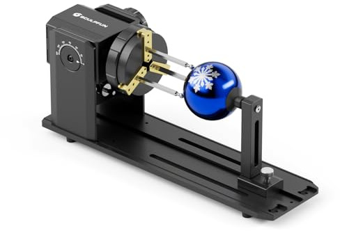 SCULPFUN RA Pro Laser roterande skoter, roterande chuck för lasergravyrmaskin, y axelrotationsmodul, med 180° justerbar vinkel, för cylindriska föremål oregelbundna runda objekt, utan rulle