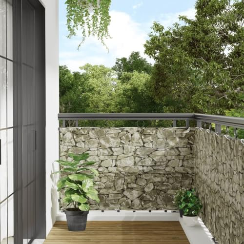 ZEYUAN Garten-Sichtschutz Steinoptik Grau 400x90 cm PVC, Zaun Sichtschutz, Sichtschutzstreifen, Balkon Sichtschutz, Zaun Garten, Balkonsichtschutz, Balkon Zubehör - 4005477