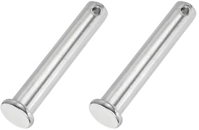 PATIKIL 12 x 70 mm Single Hole Clevis Pins, 2 Pcs 304 Stainless Steel Flat Head Pin for Hitch Pin Lock Link Hinge Systems, Silver