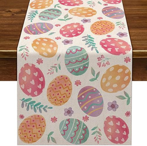 Easter Table Runner - 180*33cm Easter Decorations Colorful Table Runners with Easter Egg Print,Spring Kitchen Dining Table Decoration for Easter Table Decorations Home Party Table Cloth
