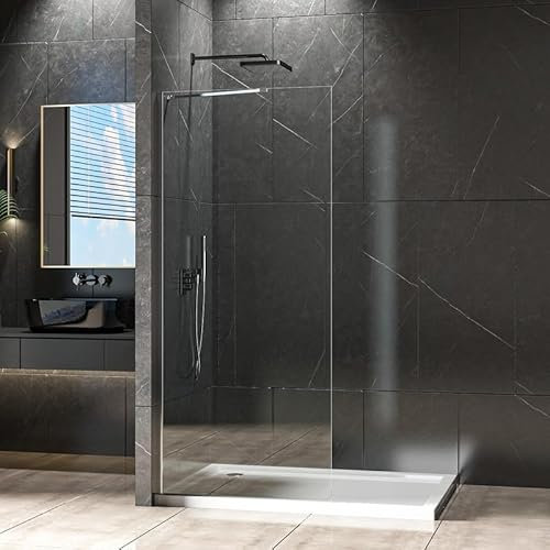 WDWRITTI Walk-in Dusche Duschwand 75cm Duschabtrennung, walk in duschkabine mit stabilisator, duschtrennwand aus 6mm NANO ESG-sicherheitsglas, begehbare Duschwand höhe 195cm